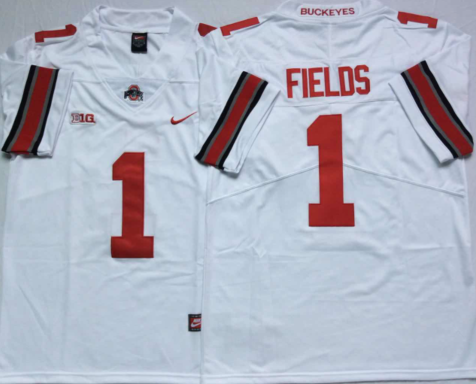Men's Ohio State Buckeyes Justin Fields #1 White Jersey